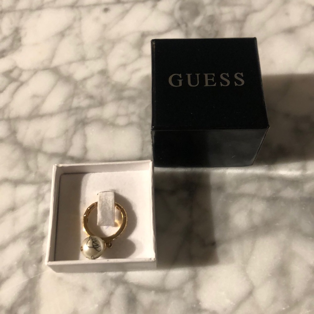 Guess Ring with Faux Pearl